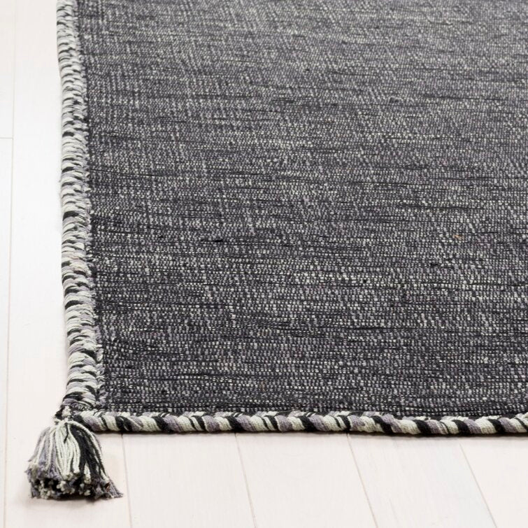 2'-3'' x 4' Amaral Handmade Flatweave Cotton Area Rug in Gray/Black