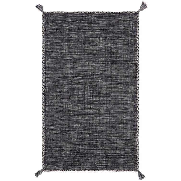 2'-3'' x 4' Amaral Handmade Flatweave Cotton Area Rug in Gray/Black