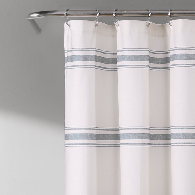 Blue Amato 100% Cotton Striped Single Shower Curtain SC903