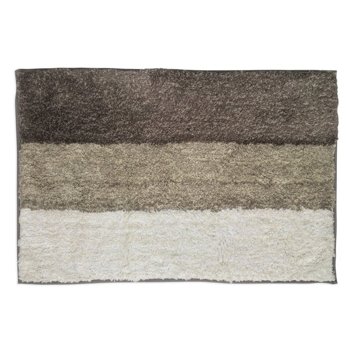Beige Ambudkar Rectangle Non-Slip Striped Bath Rug TRM110
