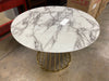(AS IS) Modrest Holly Modern White & Gold Round Dining Table KBO327 (2 boxes)