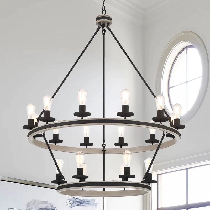 Anatoli 18 - Light Dimmable Wagon Wheel Chandelier