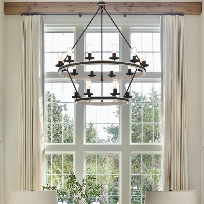 Anatoli 18 - Light Dimmable Wagon Wheel Chandelier