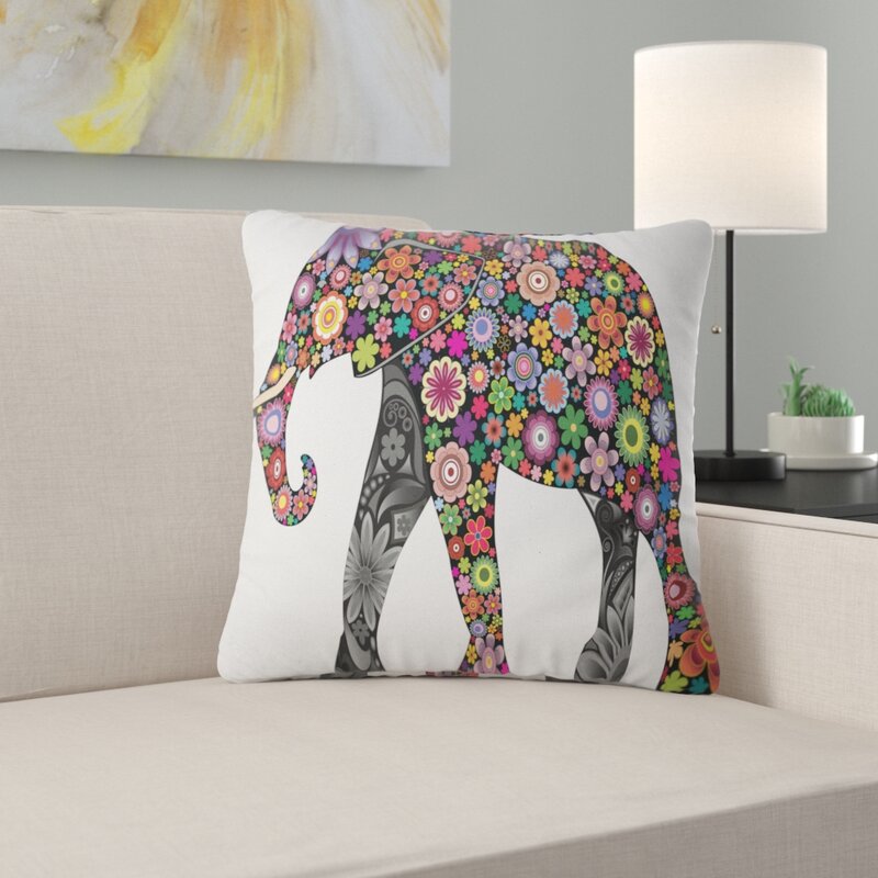 18" x 18" Animal Cheerful Elephant Pillow