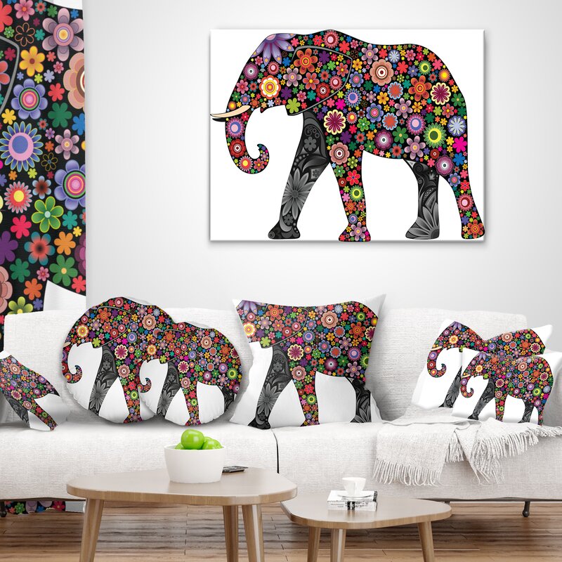 18" x 18" Animal Cheerful Elephant Pillow