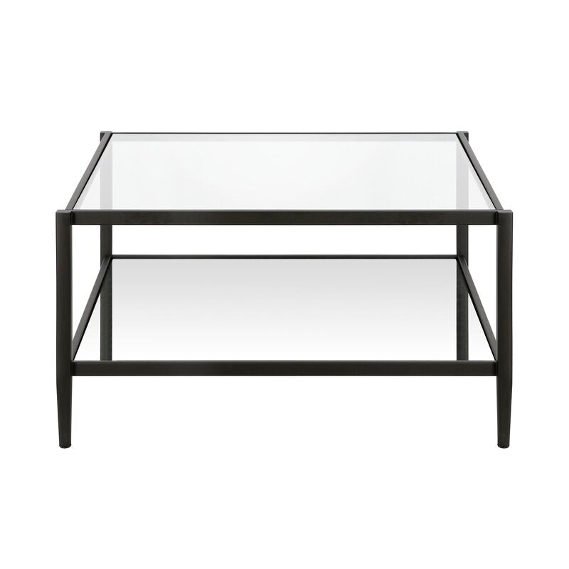 Blackened Bronze Anissa Glass 4 Legs Coffee Table with Storage CYB830