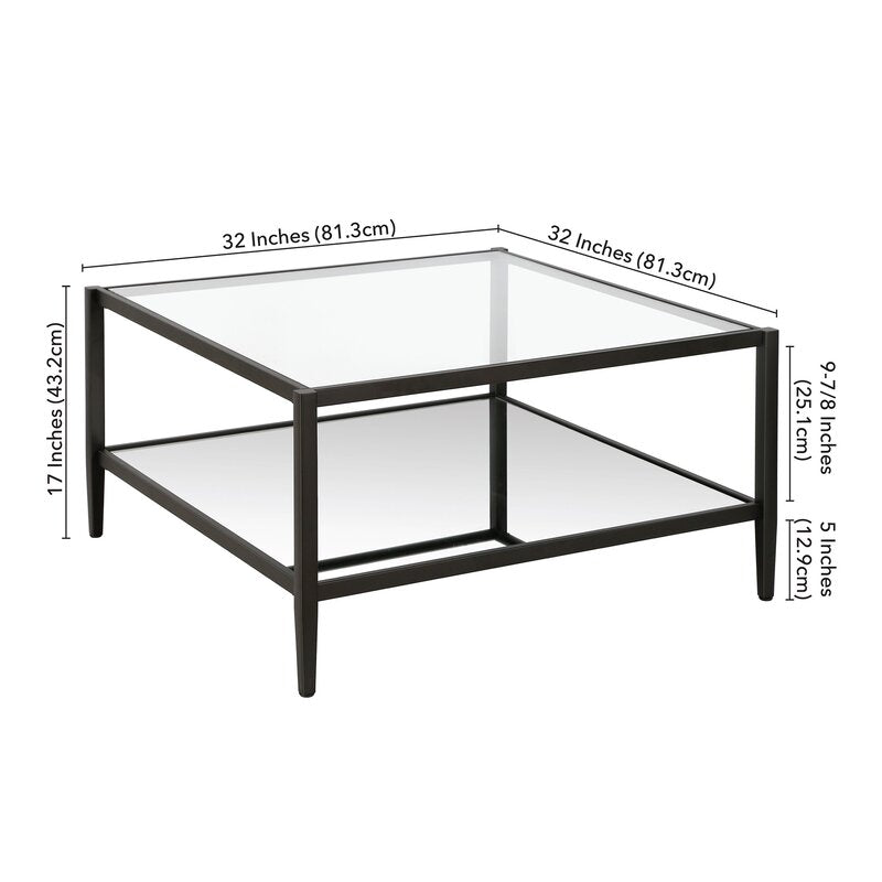 Blackened Bronze Anissa Glass 4 Legs Coffee Table with Storage CYB830