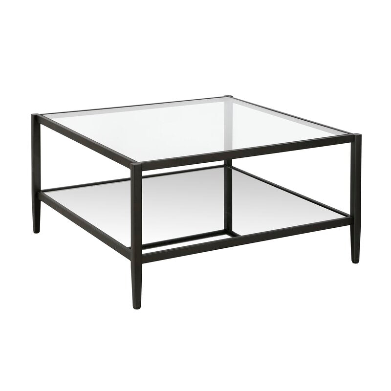Blackened Bronze Anissa Glass 4 Legs Coffee Table with Storage CYB830