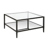 Blackened Bronze Anissa Glass 4 Legs Coffee Table with Storage CYB830