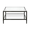 Blackened Bronze Anissa Glass 4 Legs Coffee Table with Storage CYB830