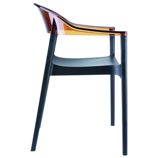 Black/Transparent Amber Anner Stacking Patio Dining Armchair (Set of 2)