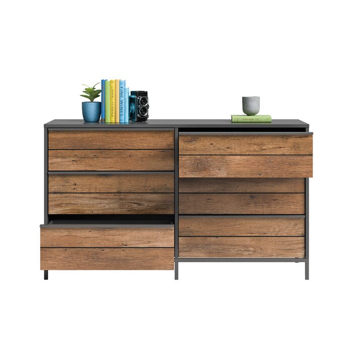 Black/Vintage Oak Anrey 6 - Drawer Dresser