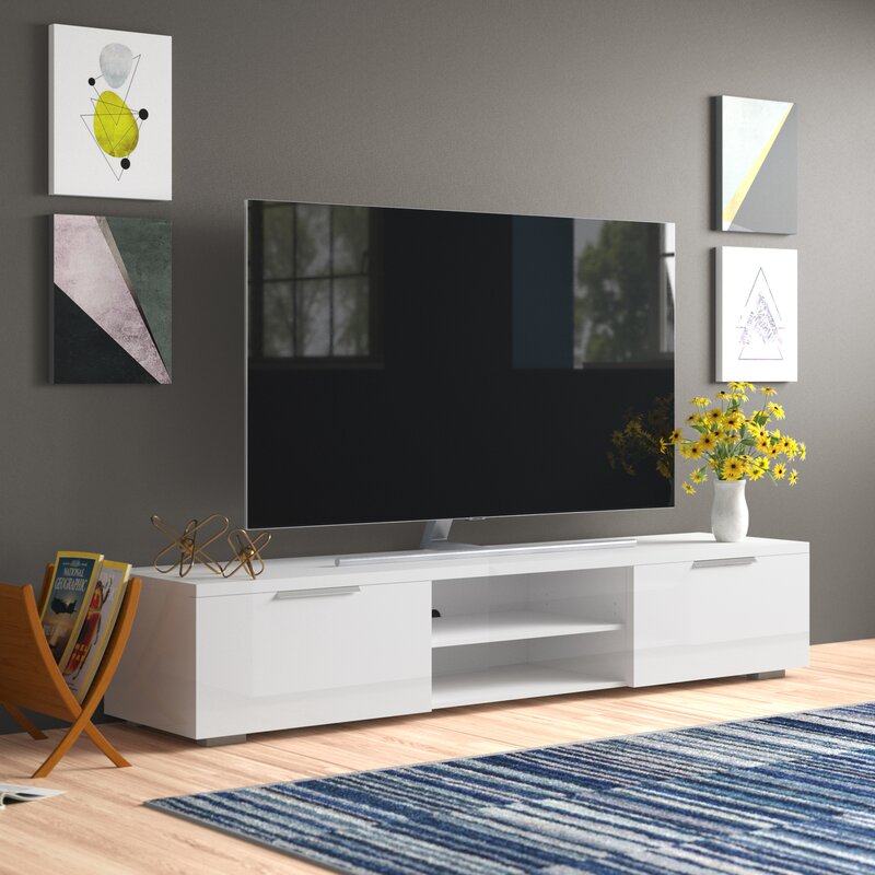 *AS IS* White High Gloss Ansel TV Stand for TVs up to 78"