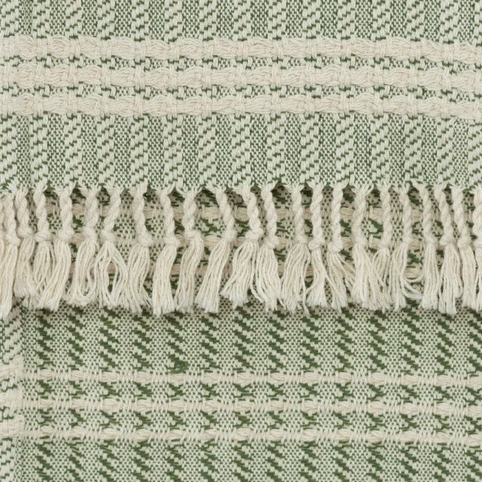 50'' W x 60'' L Green Anthony 100% Handwoven Geometric Cotton Throw