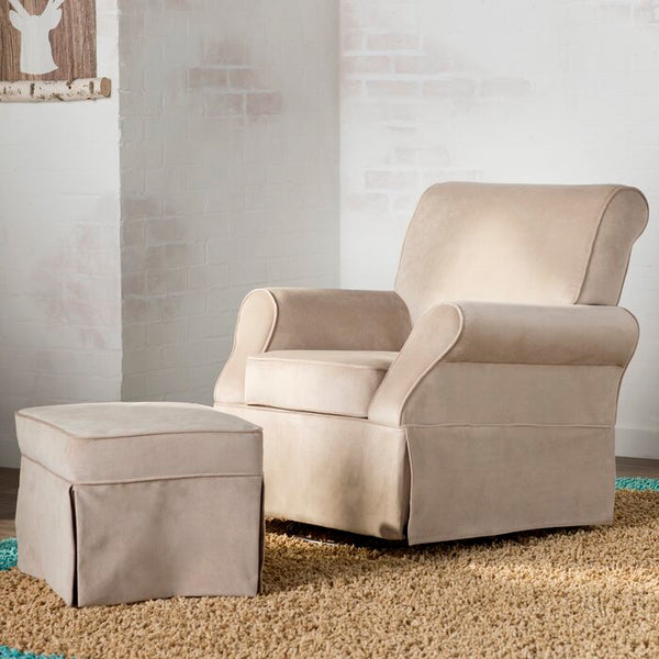 Antonia Swivel Glider and Ottoman Beige