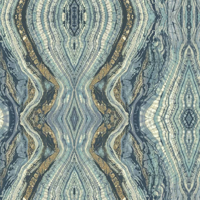 Blue Antonina Vella Elegant Earth Abstract Wallpaper, 27in x 27ft