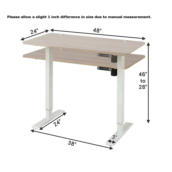 45" H x 48" W x 24" D Beige Antrice Height Adjustable Standing Desk