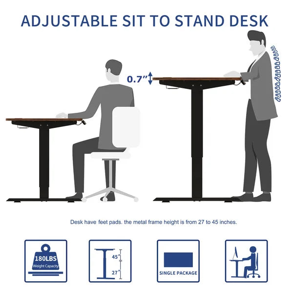45" H x 48" W x 24" D Beige Antrice Height Adjustable Standing Desk