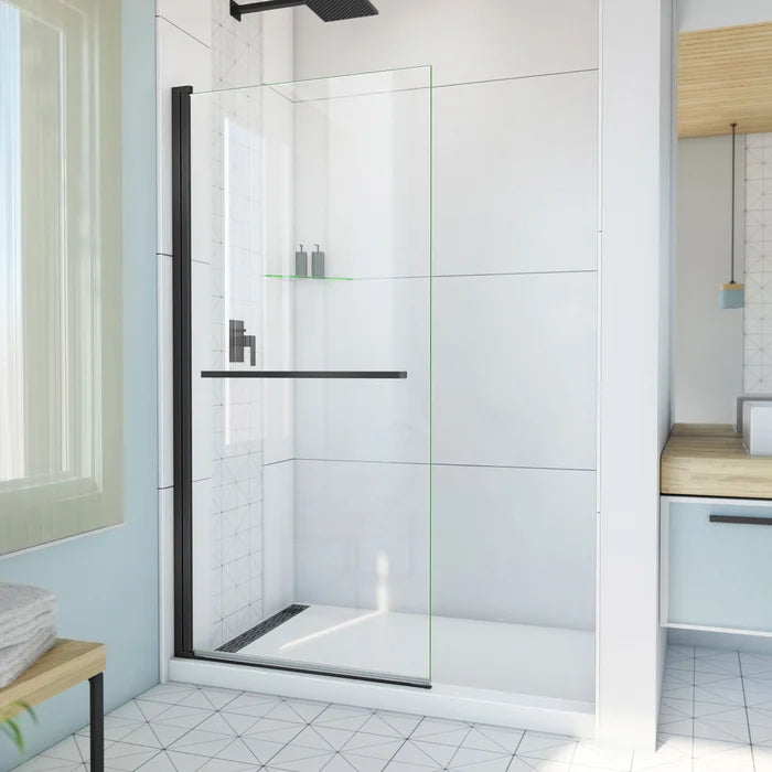 Black Aqua-Q Swing 72" H Frameless Shower Door