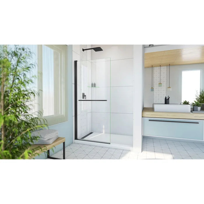 Black Aqua-Q Swing 72" H Frameless Shower Door