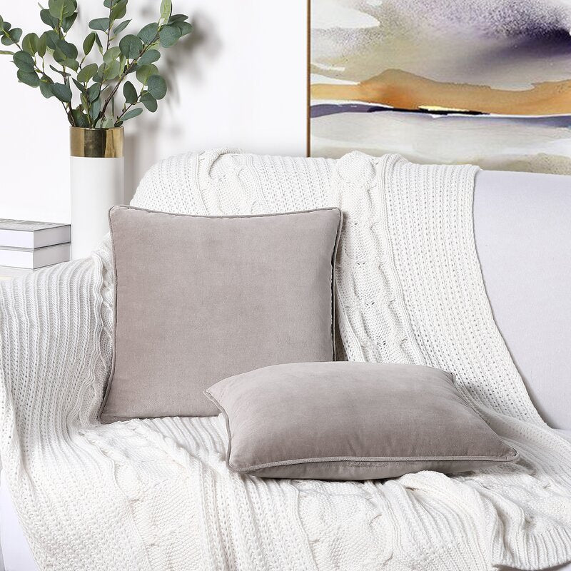 26" H x 26" W Beige Suede Ara-Oluwa Square Cotton Pillow Cover CYS277