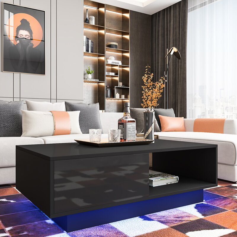 Black Arabella Block Coffee Table with Storage