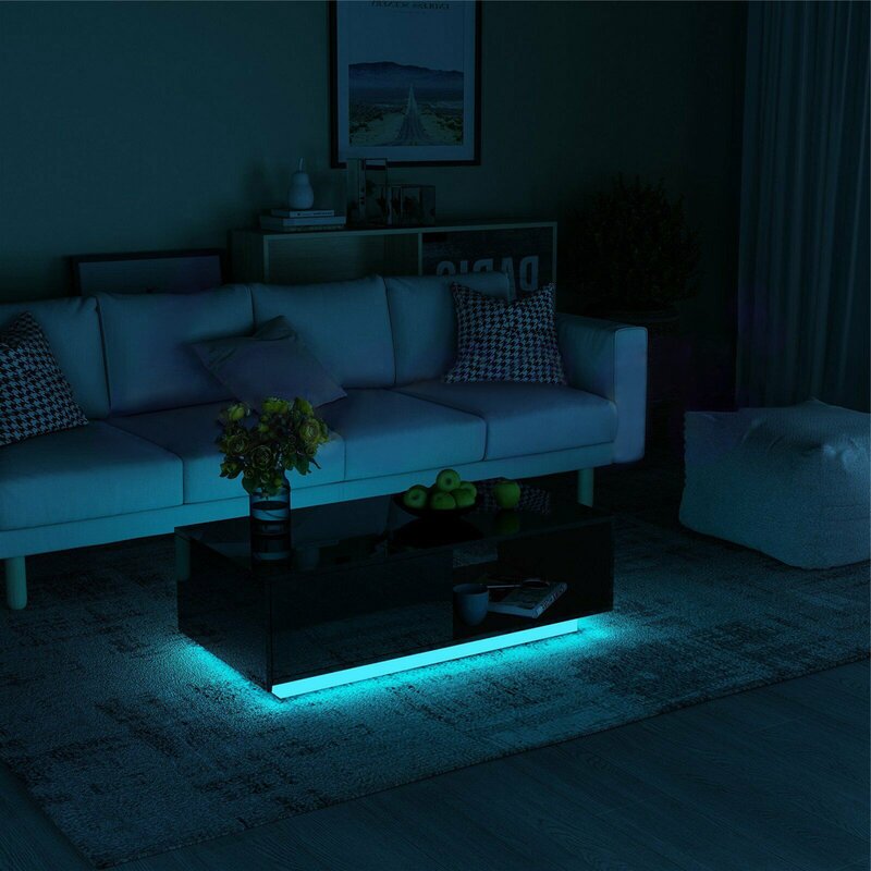 Black Arabella Block Coffee Table with Storage