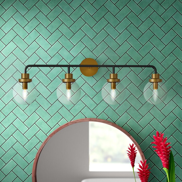 Black/Brass Arapahoe 4 - Light Dimmable Vanity Light