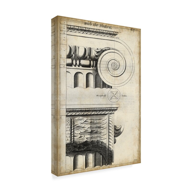 19" H x 12" W x 2" D Architectural Composition II by Vision Studio - Drawing Print on Canvas LC727