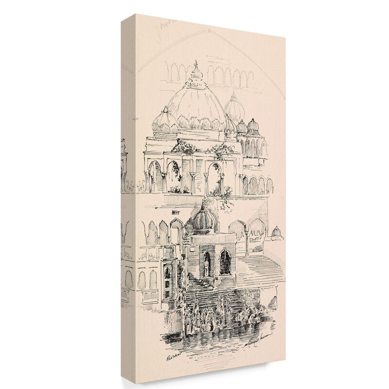 32" H x 16" W x 2" D Architecture Line Drawing- Print on Canvas SHB142