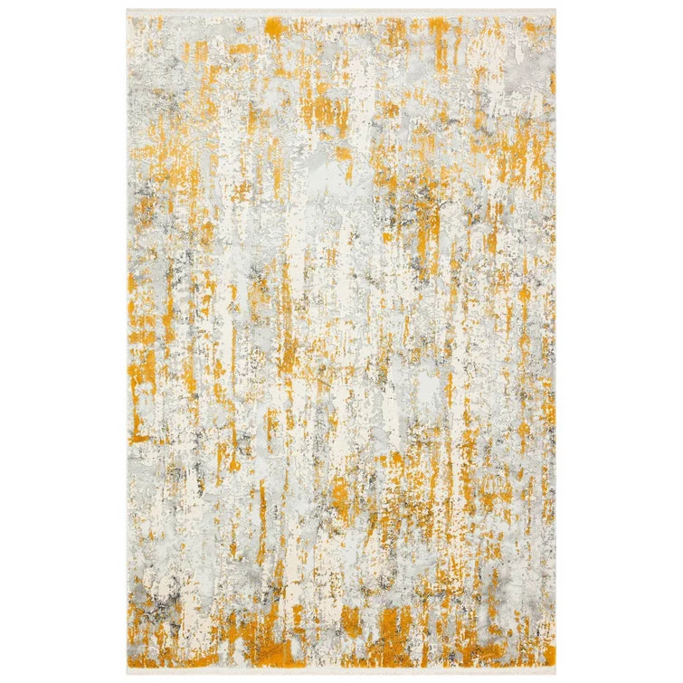 Bespoky Vintage Rugs Area Rug In Yellow/Gray rectangle 7'x10'