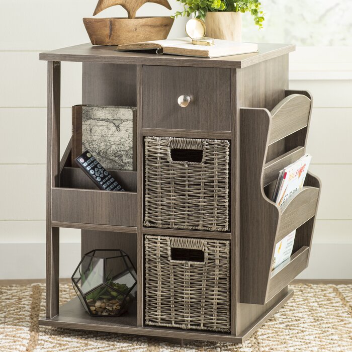 Arlene 24'' Tall Floor Shelf 3 - Drawer End Table
