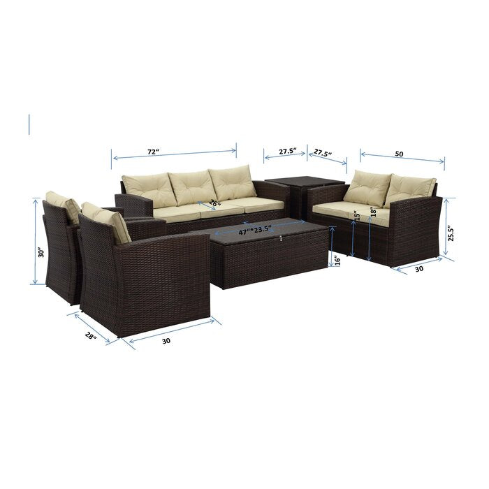 Arlington 5 clearance piece rattan sofa