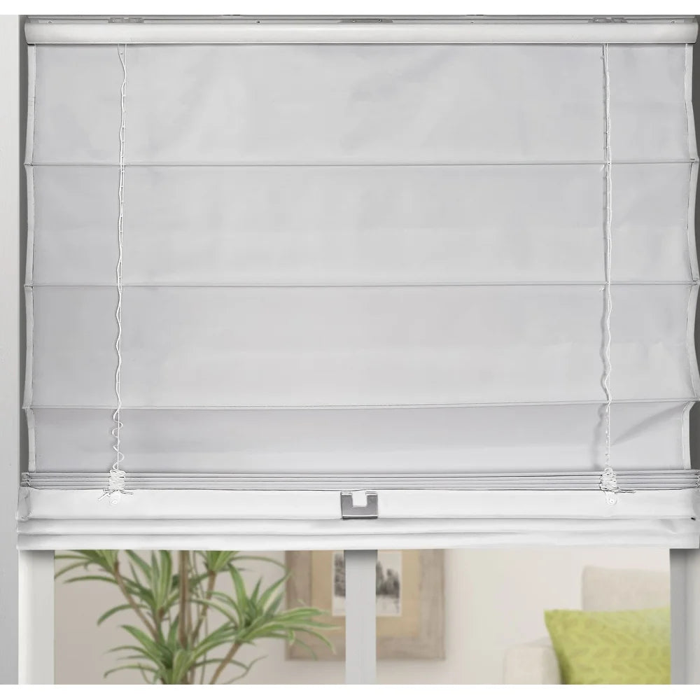 White Room Darkening Cordless Lift Fabric Roman Shades - 24"W X 60"H