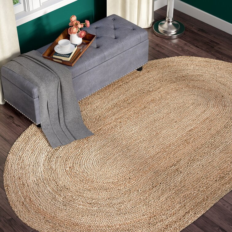Arria Handmade Flatweave Jute/Sisal Area Rug in Natural Oval 8' x 10'