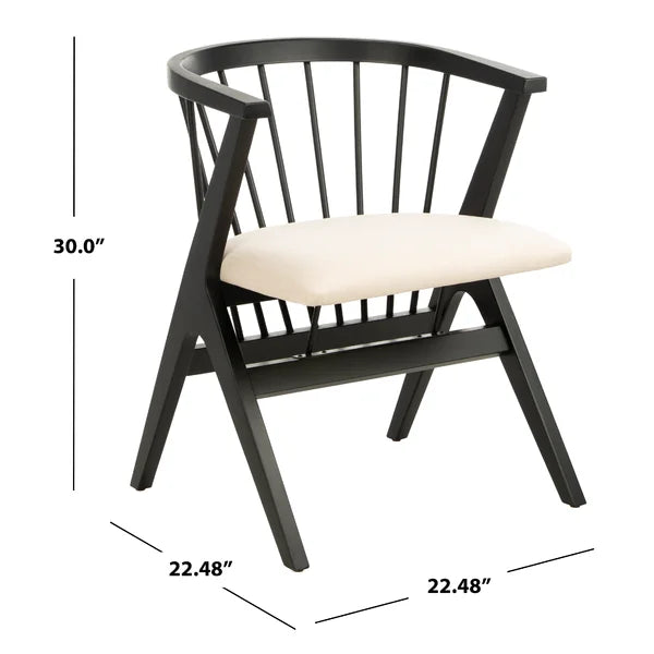 Artemis Linen Slat Back Side Chair in Black (Set of 2)