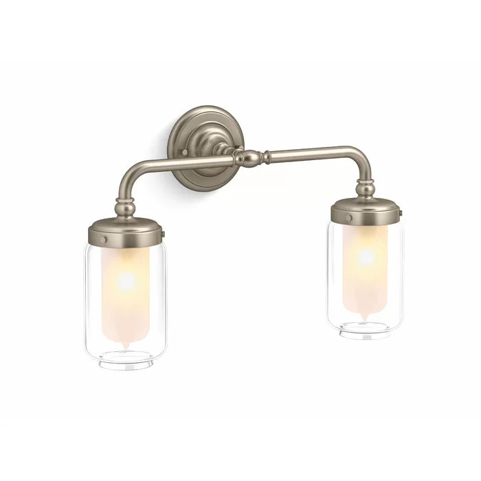 2 - Light Vibrant Brushed Bronze Armed Sconce