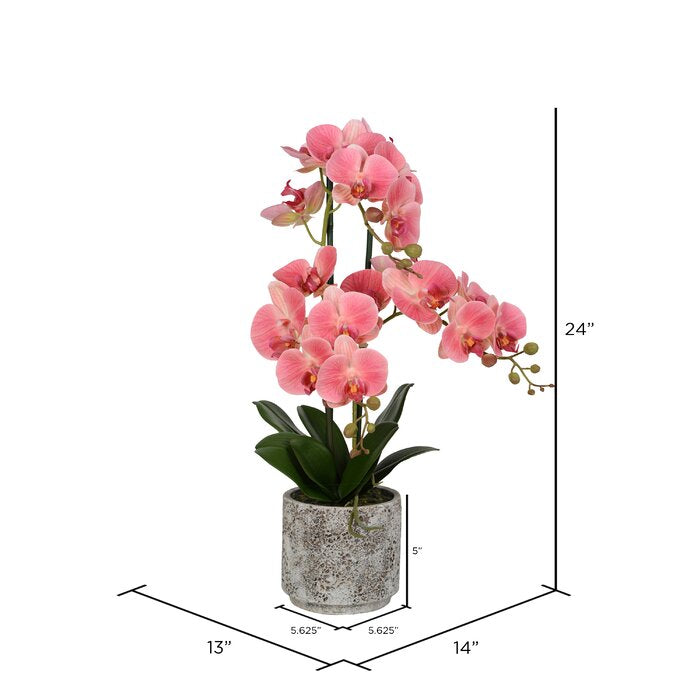 24" Artificial Phalaenopsis Orchids Floral Arrangement in Pot (#K5479)