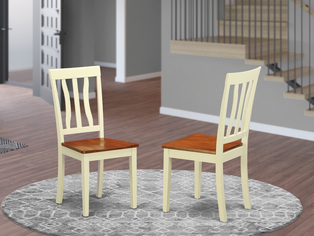 Set of 2 - Artin Solid Wood Slat Back Dining Chair, Buttermilk (#K1208)