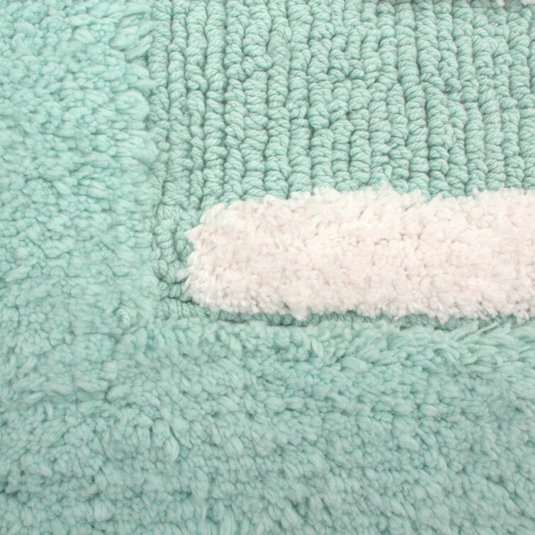20'' x 32'' Aqua Blue Arverne His and Hers Rectangle 100% Cotton 2 piece Bath Rug Set