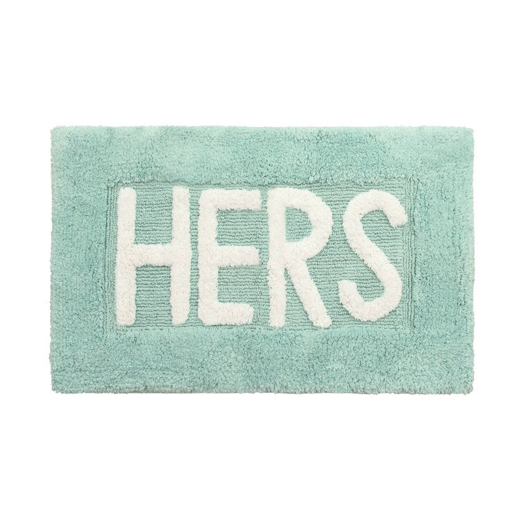 20'' x 32'' Aqua Blue Arverne His and Hers Rectangle 100% Cotton 2 piece Bath Rug Set