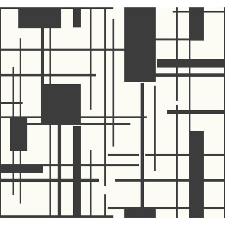 Black Ashford House Piet 27' x 27" Geometric Wallpaper Roll