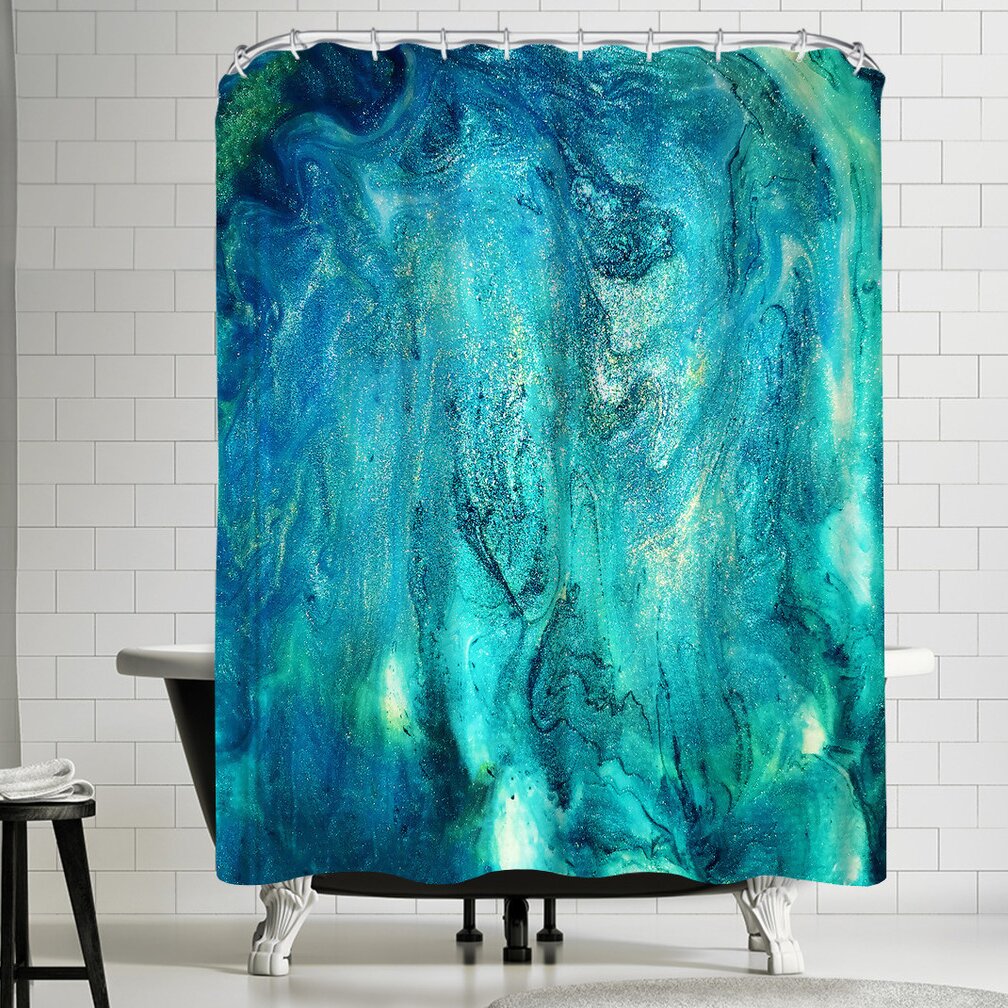 Blue/Green Ashley Camille Sea Stone Single Shower Curtain SC697