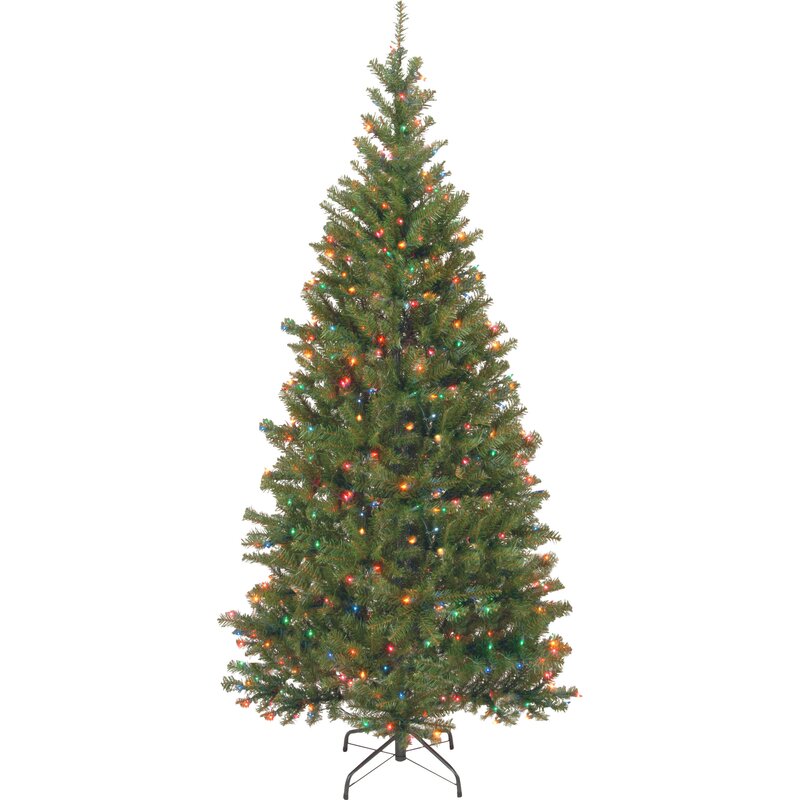 72" H Aspen Spruce Green Artificial Christmas Tree with Multi-Color Lights