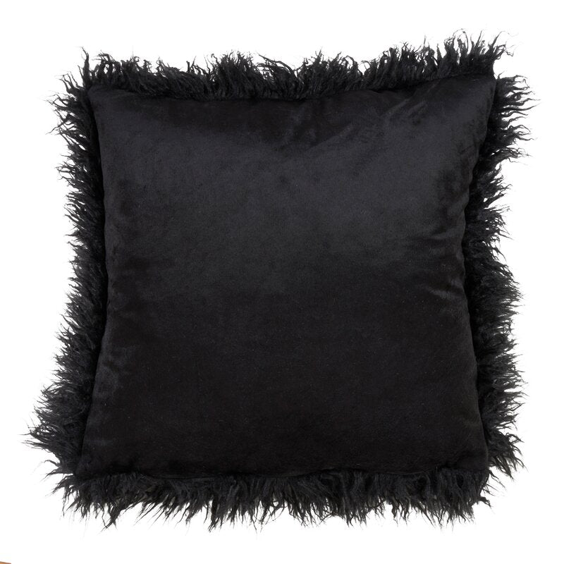 22"H x 22"W Black Atley Faux Fur Throw Pillow SC853