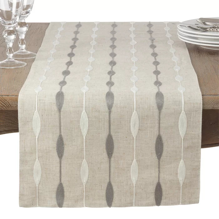 16" x 108" Natural Atropos Rectangular Geometric Table Runner