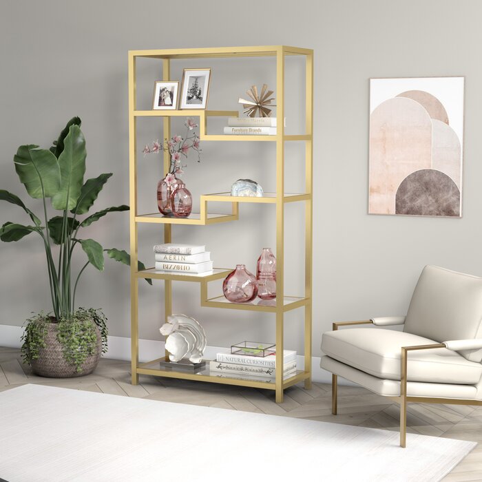 Auguste 68'' H x 34'' W Steel Etagere Bookcase