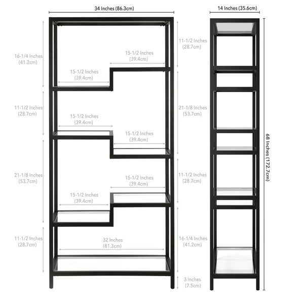 Auguste 68'' H x 34'' W Steel Etagere Bookcase