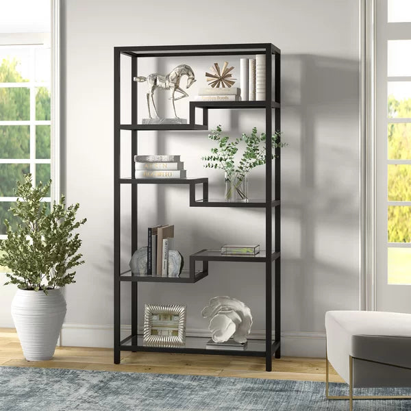 Auguste 68'' H x 34'' W Steel Etagere Bookcase