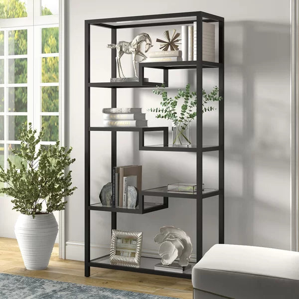 Auguste 68'' H x 34'' W Steel Etagere Bookcase
